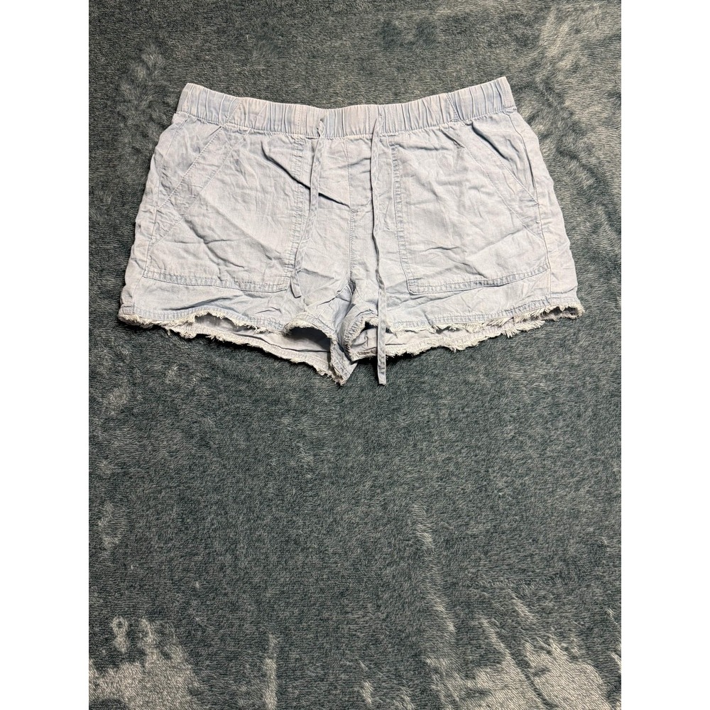 Calvin Klein Women Shorts 6 Light Blue Lyocell Drawstring Frayed Hem Regular